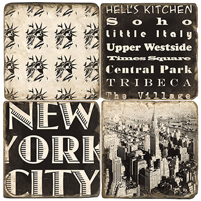 New York City Coaster Set. Handcrafted Marble Giftware by Studio Vertu.