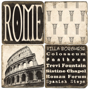 Rome, Italy Coaster Set. Handmade Marble Giftware by Studio Vertu.