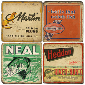Fishing Themed Coaster Set. Handcrafted Marble Giftware by Studio Vertu.