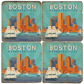 Boston Coaster Set. Handcrafted Marble Giftware by Studio Vertu.