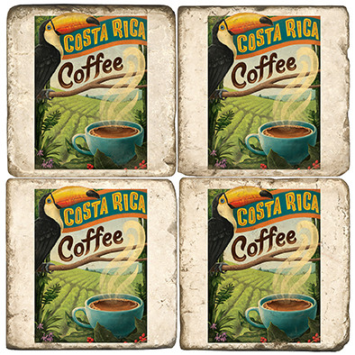 Costa Rica Coffee Coffee Coaster Set. Handcrafted Marble Giftware by Studio Vertu.