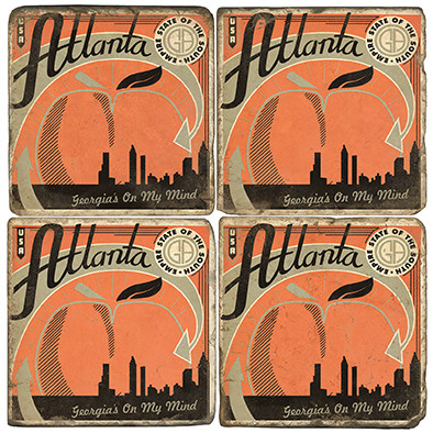 Atlanta GA Coaster Set. Handcrafted Marble Giftware by Studio Vertu.
