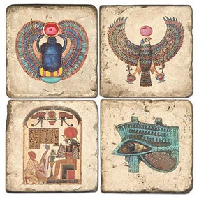 Egyptian Coaster Set. Handcrafted Marble Giftware by Studio Vertu.