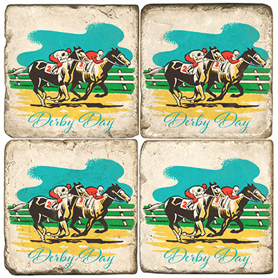 Kentucky Derby Themed Coaster Set. Handcrafted Marble Giftware by Studio Vertu.