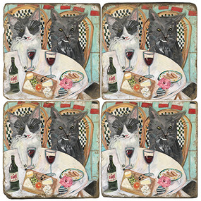 Fancy Cats Coaster Set. Handcrafted Marble Giftware by Studio Vertu.
