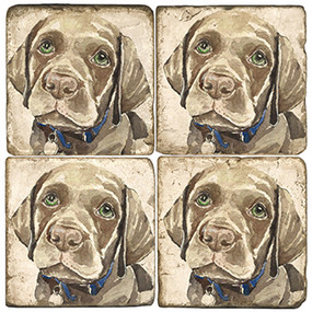 Illustrated Animal Coaster Set. Licensed artwork by Cards for Canines. Handcrafted Marble Giftware by Studio Vertu.