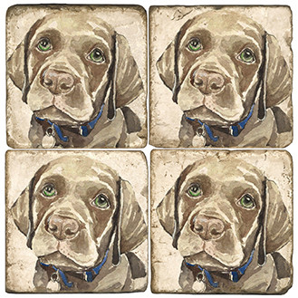 Illustrated Animal Coaster Set. Licensed artwork by Cards for Canines. Handcrafted Marble Giftware by Studio Vertu.