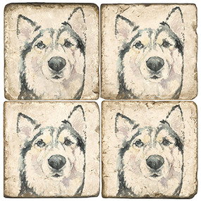 Illustrated Animal Coaster Set. Licensed artwork by Cards for Canines. Handcrafted Marble Giftware by Studio Vertu.