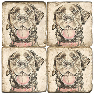 Illustrated Animal Coaster Set. Licensed artwork by Cards for Canines. Handcrafted Marble Giftware by Studio Vertu.