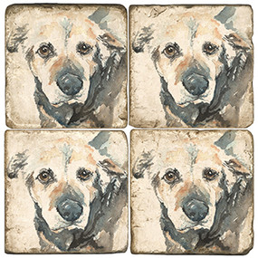 Illustrated Animal Coaster Set. Licensed artwork by Cards for Canines. Handcrafted Marble Giftware by Studio Vertu.