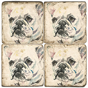 Illustrated Animal Coaster Set. Licensed artwork by Cards for Canines. Handcrafted Marble Giftware by Studio Vertu.