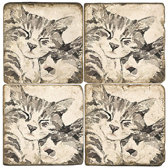 Illustrated Animal Coaster Set. Licensed artwork by Cards for Canines. Handcrafted Marble Giftware by Studio Vertu.