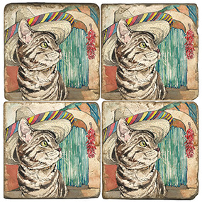 Illustrated Animal Coaster Set. Licensed artwork by Cards for Canines. Handcrafted Marble Giftware by Studio Vertu.