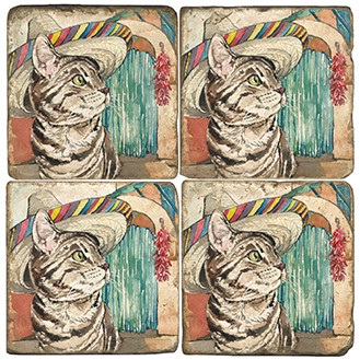 Illustrated Animal Coaster Set. Licensed artwork by Cards for Canines. Handcrafted Marble Giftware by Studio Vertu.