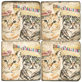 Illustrated Animal Coaster Set. Licensed artwork by Cards for Canines. Handcrafted Marble Giftware by Studio Vertu.