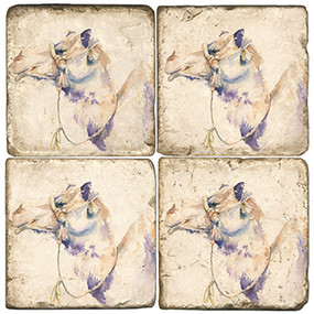 Illustrated Animal Coaster Set. Licensed artwork by Cards for Canines. Handcrafted Marble Giftware by Studio Vertu.