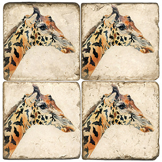 Illustrated Animal Coaster Set. Licensed artwork by Cards for Canines. Handcrafted Marble Giftware by Studio Vertu.