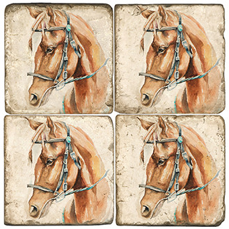 Illustrated Animal Coaster Set. Licensed artwork by Cards for Canines. Handcrafted Marble Giftware by Studio Vertu.