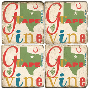 Grapevine Texas Coaster Set. Handcrafted Marble Giftware by Studio Vertu.