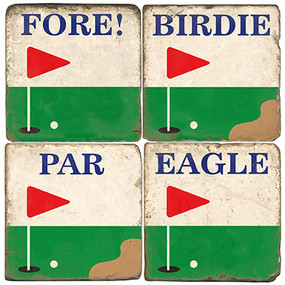 Golf Coaster Set. Handmade Marble Giftware by Studio Vertu.