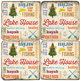 Lake Life Themed Coaster Set.  Handmade Marble Giftware by Studio Vertu.