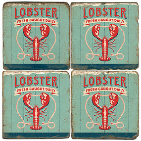 Lobster Coaster Set. License artwork by Anderson Design Group. Handcrafted Marble Giftware by Studio Vertu.