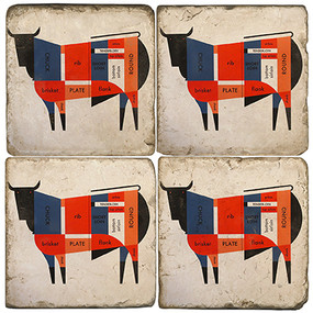Mid-Century Cow Coaster Set. Handcrafted Marble Giftware by Studio Vertu.
