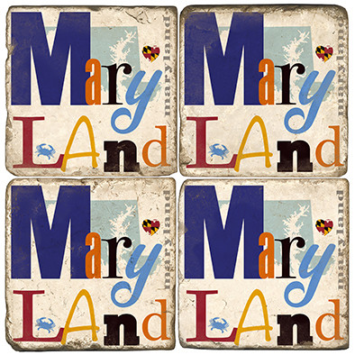 Maryland Collage Coaster Set. Handcrafted Marble Giftware by Studio Vertu.