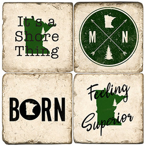 Minnesota Pride Coaster Set. Handmade Marble Giftware by Studio Vertu.
