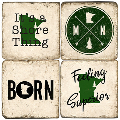 Minnesota Pride Coaster Set. Handmade Marble Giftware by Studio Vertu.