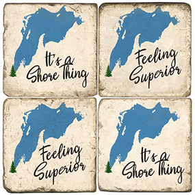 Lake Superior Coaster Set. Handmade Marble Giftware by Studio Vertu.