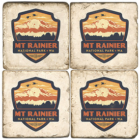 Mt. Rainier, Washington Coaster Set. Handcrafted Marble Giftware by Studio Vertu.