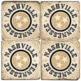 Nashville Tennessee Coaster Set.  Handmade Marble Giftware by Studio Vertu.