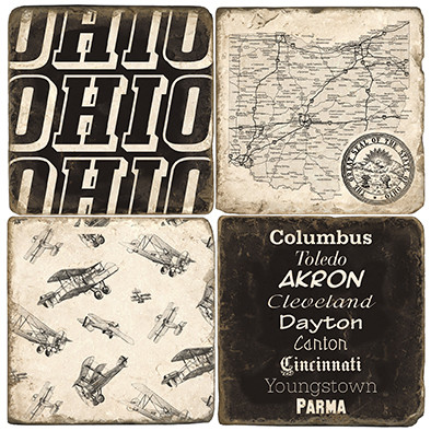 Ohio Coaster Set. Handmade Marble Giftware by Studio Vertu.