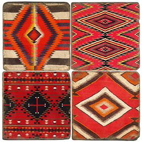 Navajo Pattern Coaster Set. Handcrafted Marble Giftware by Studio Vertu.