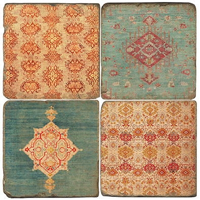 Colorful Oushuk Coaster Set. Hand Made Marble Giftware by Studio Vertu.