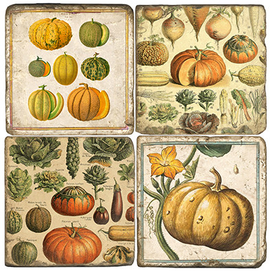 Pumpkins Coaster Set. Handmade Marble Giftware by Studio Vertu.