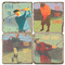 Vintage Illustrated Golf Coaster Set. Handmade Marble Giftware by Studio Vertu.