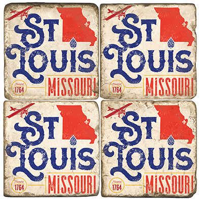 St. Louis Coaster Set. Handcrafted Marble Giftware by Studio Vertu.