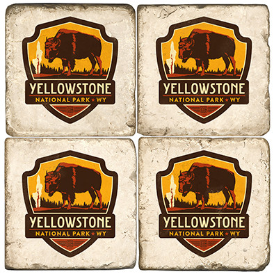 Yellowstone National Park Coaster Set. Handcrafted Marble Giftware by Studio Vertu.