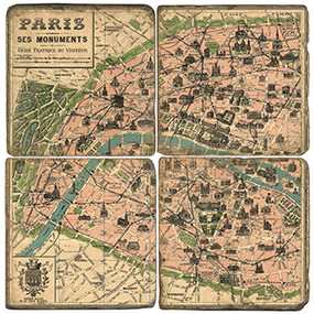 Retro Paris Coaster Set. Handmade Marble Giftware by Studio Vertu.