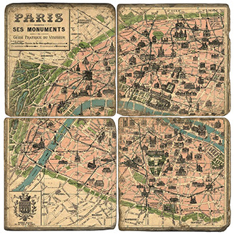 Retro Paris Coaster Set. Handmade Marble Giftware by Studio Vertu.