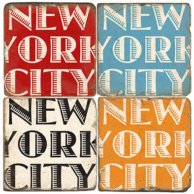 New York City Coaster Set. Handcrafted Marble Giftware by Studio Vertu.