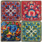 Rosemaling tile coaster set. Handcrafted Marble Giftware by Studio Vertu.