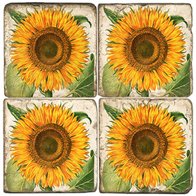 Sunflower Coaster Set. Handmade Marble Giftware by Studio Vertu.
