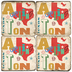 Arlington Texas Coaster Set. Handcrafted Marble Giftware by Studio Vertu.