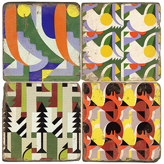 Geometric tile coaster set. Handcrafted Marble Giftware by Studio Vertu.