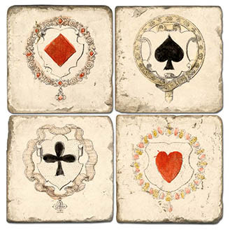 Playing Cards Coaster Set. Handmade Marble Giftware by Studio Vertu.