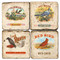 Bird Themed Cigar Labels Coaster Set. Handcrafted Marble Giftware by Studio Vertu.