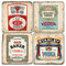 Vintage Vodka Label Coaster Set. Handmade Marble Giftware by Studio Vertu.